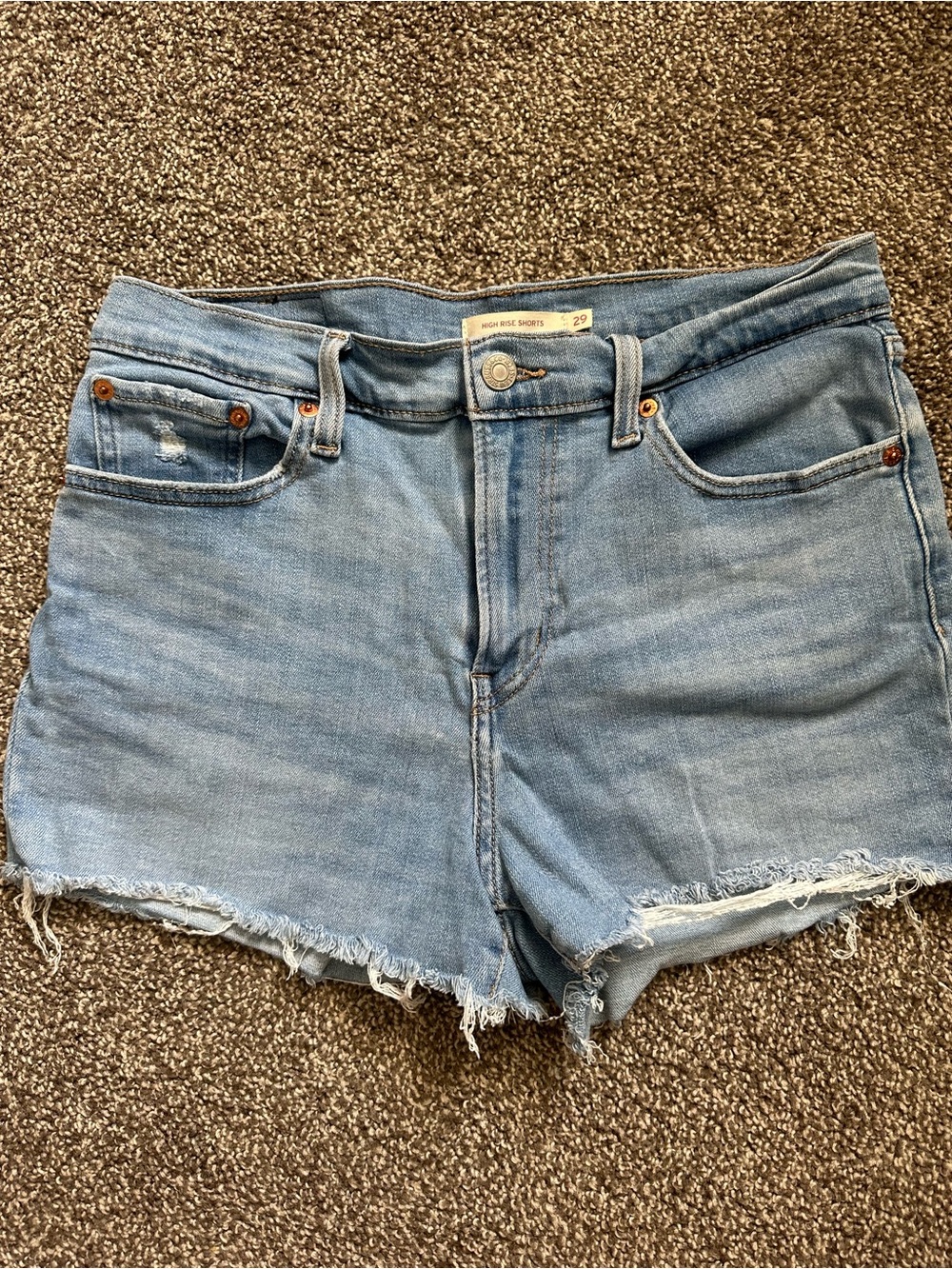 Levi's Light Blue Distressed Denim Shorts